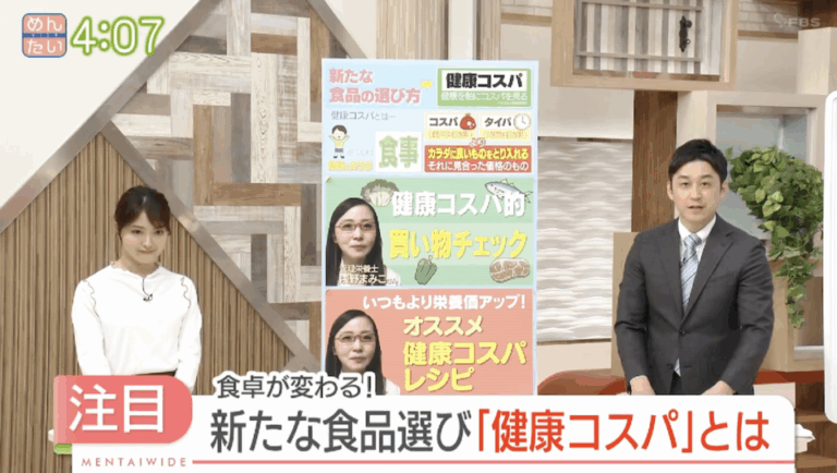 福岡放送めんたいワイド様　健康コスパをご紹介いただきました